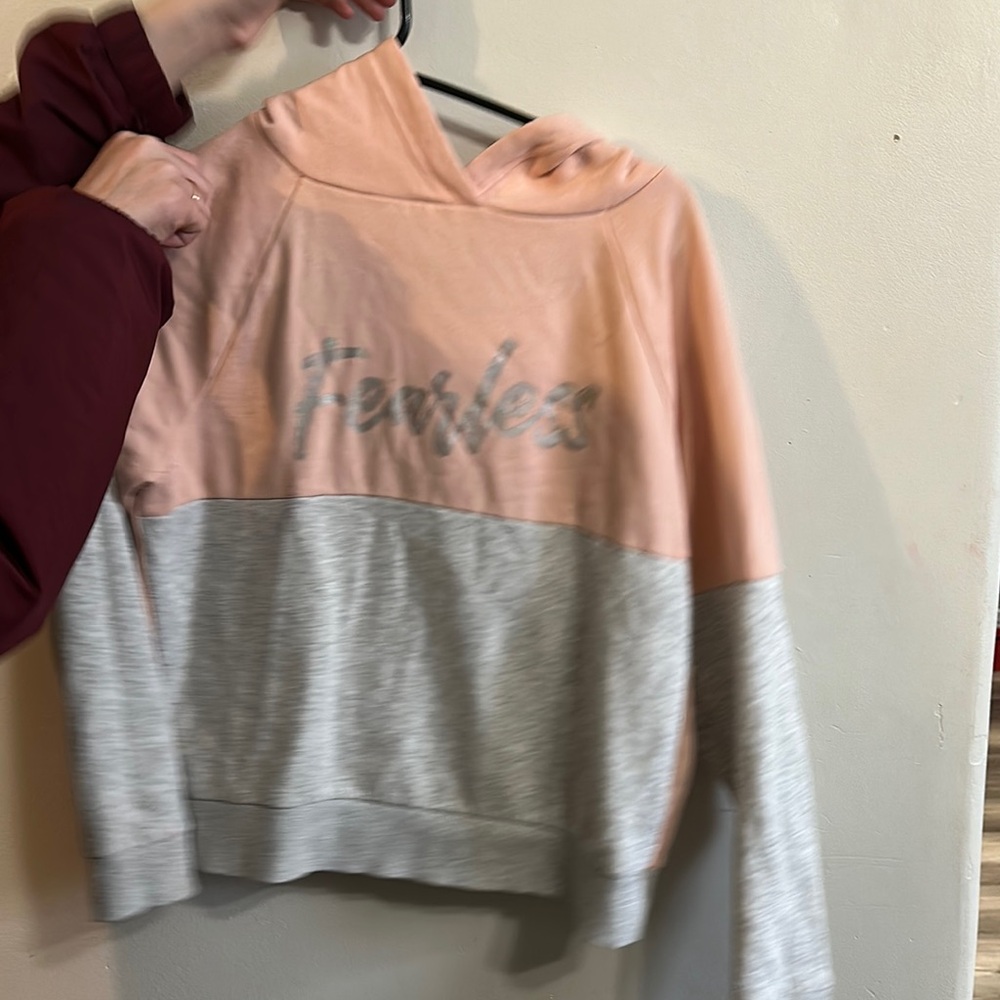 Women's Pink and Gray Hoodie